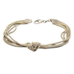 Vintage Bracelet Sterling Silver 925 Multichain Knot Italy 7" Length 6g
